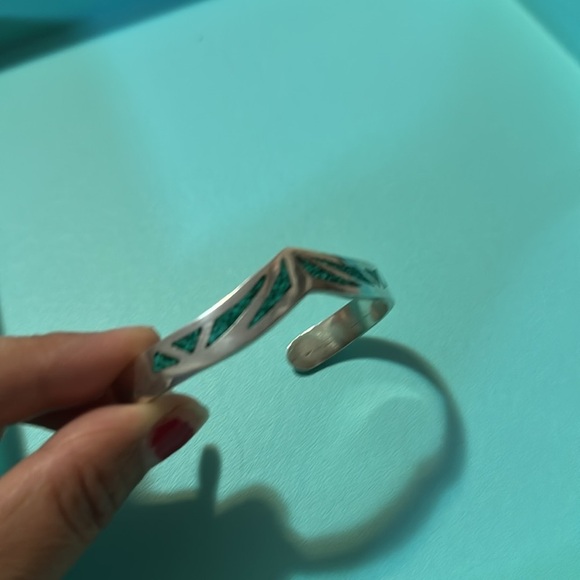 #18 STERLING TJ-67 INLAID TURQUOISE STONES CUFF BRACELET 925 MEXICO - Picture 7 of 16